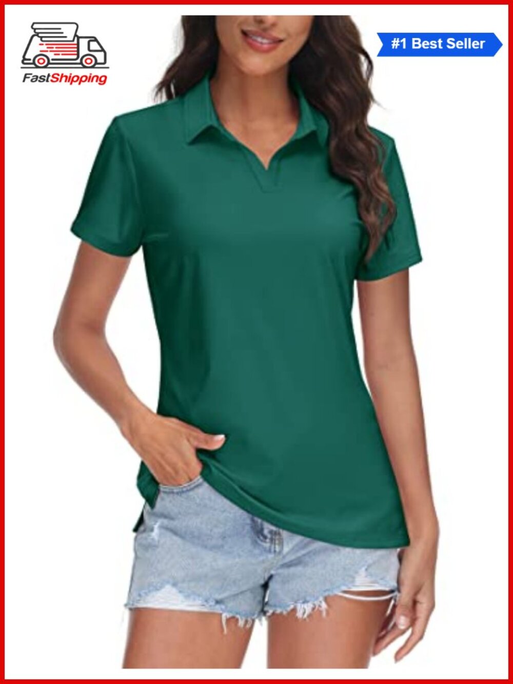 ✨ TACVASEN Women's V-Neck Polo Shirt UPF 50+ Quick Dry Golf